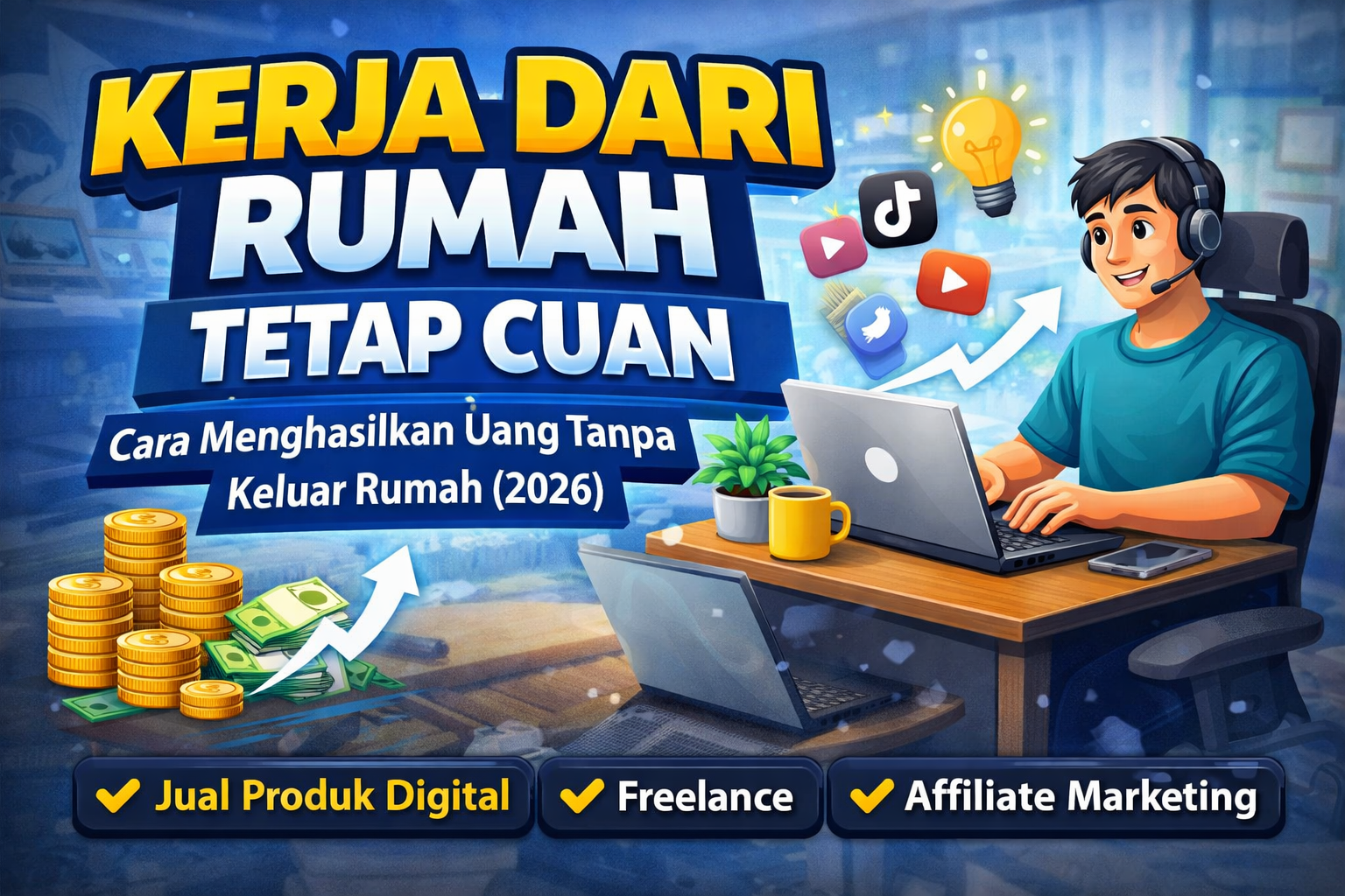Kerja Dari Rumah Tetap Cuan: Cara Menghasilkan Uang Tanpa Keluar Rumah (2026)