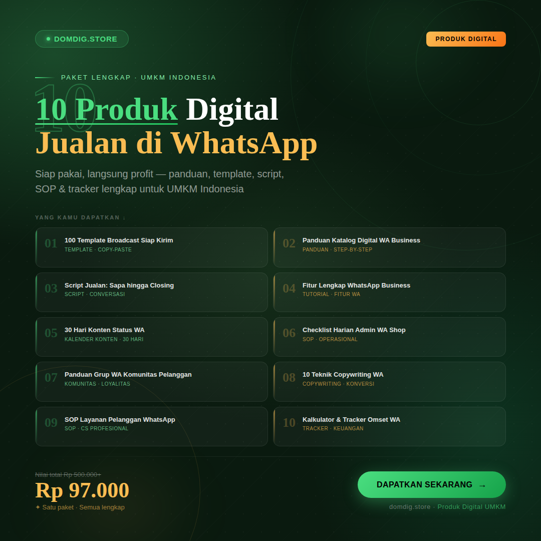 10 Produk Digital Jualan di WhatsApp (Panduan Lengkap untuk UMKM Indonesia)