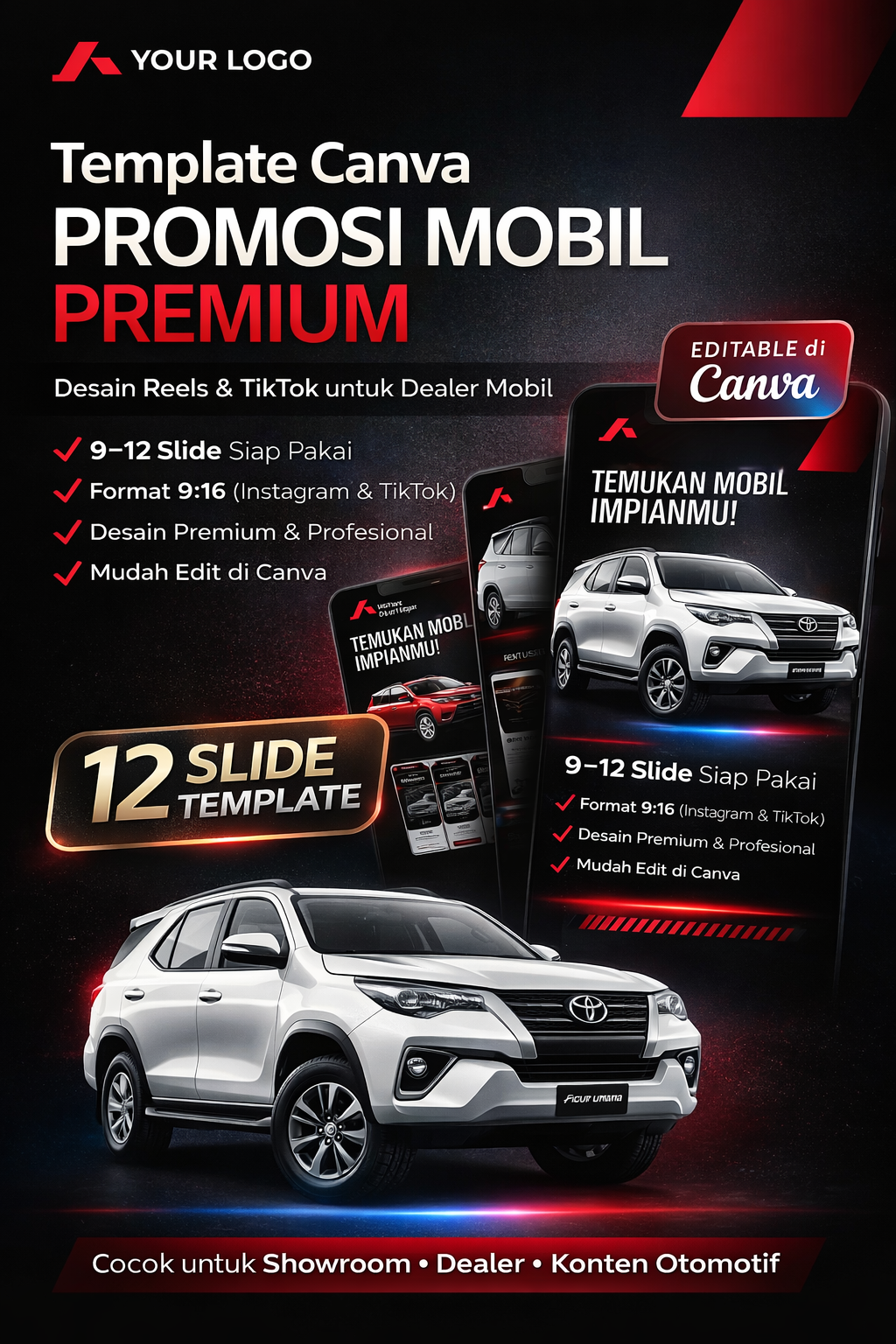 Template Canva untuk Promosi Mobil Premium  (Reels Instagram, TikTok, Facebook)