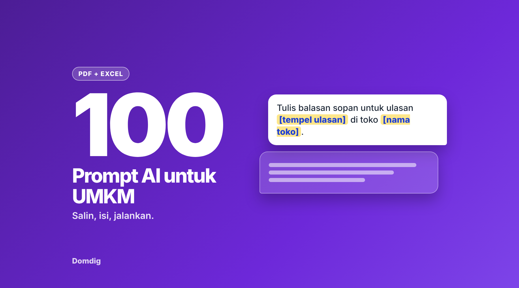 100 Prompt AI untuk UMKM (PDF + Excel)