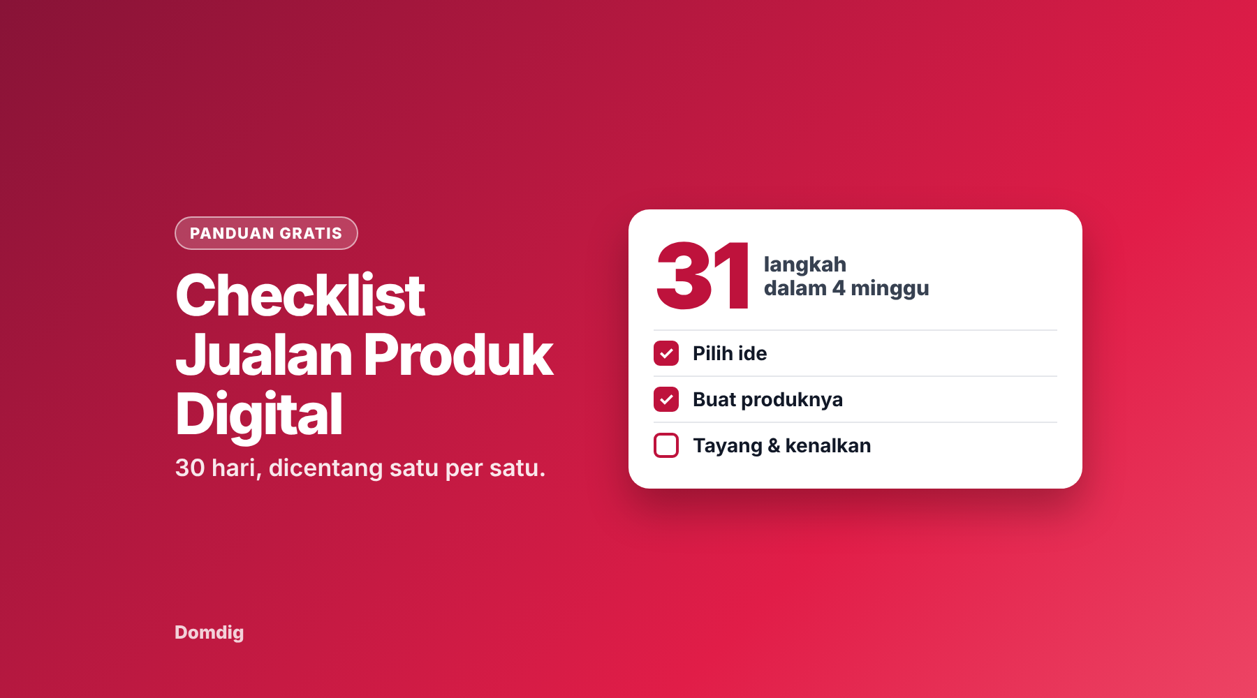 Checklist 30 Hari Jualan Produk Digital Pertama (PDF Gratis)