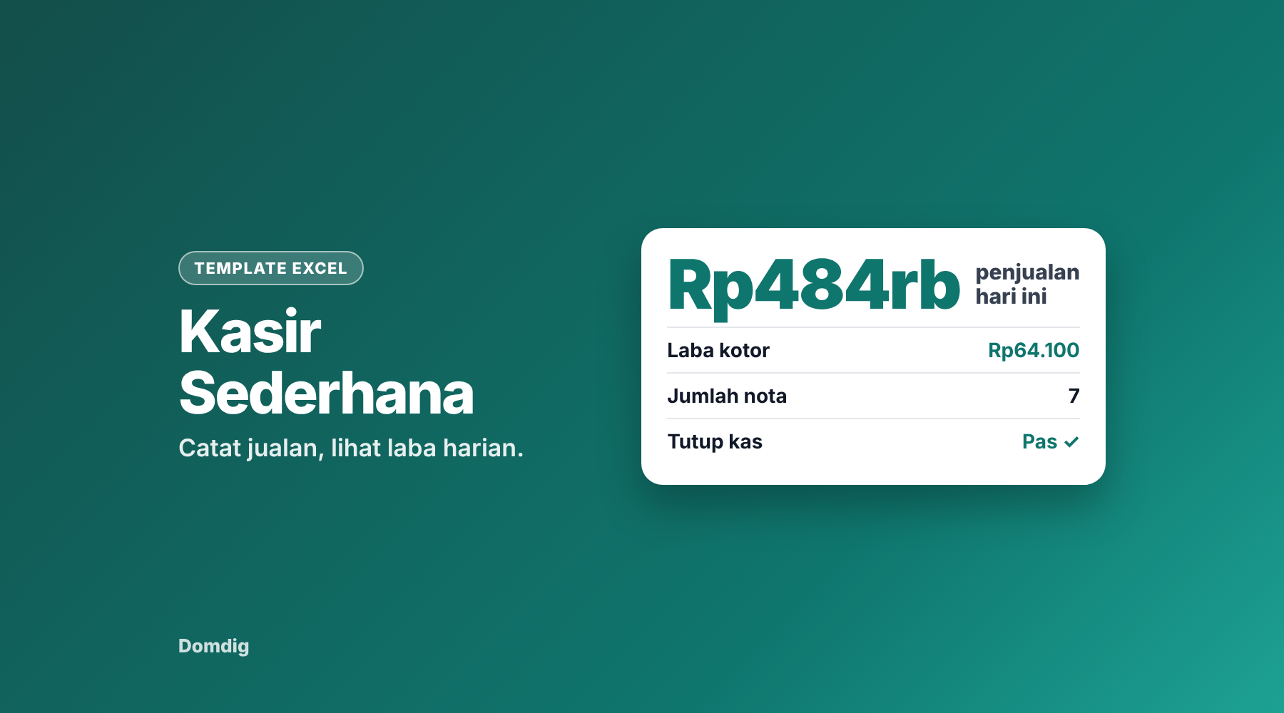Kasir Sederhana (Excel): Catat Penjualan, Laba & Tutup Kas Harian