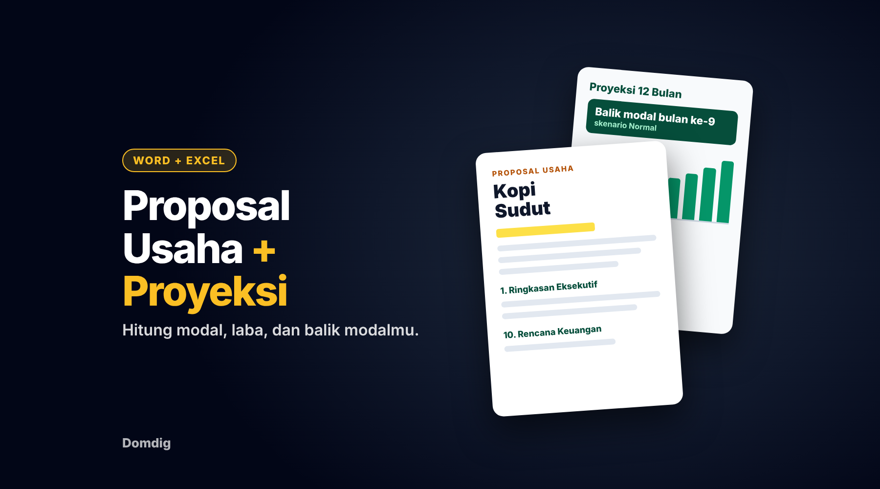 Paket Proposal Usaha + Proyeksi Keuangan 12 Bulan (Word + Excel)